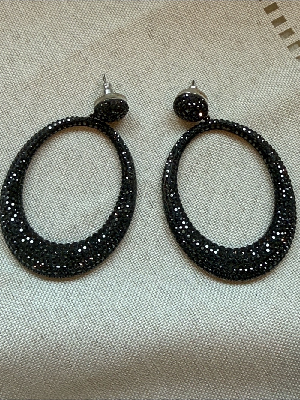 “Swarovski Black Crystal Pavé Statement Drop Earrings Authentic